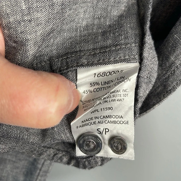 WEATHERPROOF NWT Mens Linen Grey Mix Short Sleeve Button Down Shirt Preppy S - Picture 11 of 14